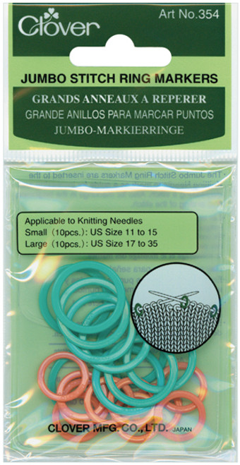 3 Pack Clover Jumbo Stitch Ring Markers-20/Pkg 354 - 051221354359