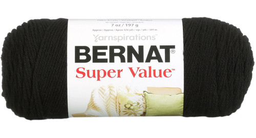 3 Pack - Bernat Super Value Solid Yarn-Black - 164053-7421 - 057355097421