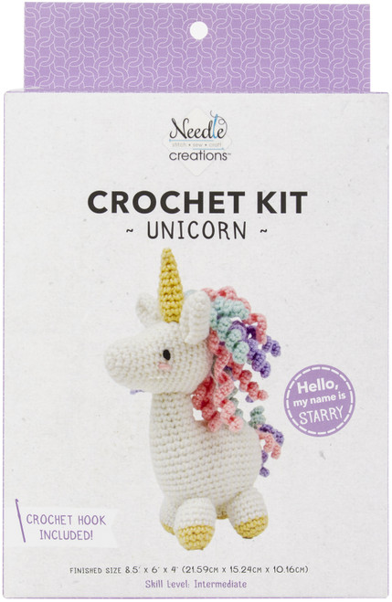 Fabric Editions Stitchin' Kidz Crochet Kit -Unicorn SKCRCHKT-UNCRN - 699919317875