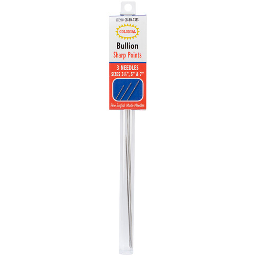 6 Pack - Colonial Needle Bullion Needles-Sharp Points 3.5", 5" & 7" 3/Pkg - CB-BN-735S - 091955007350