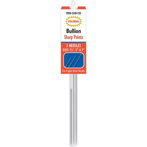 6 Pack - Colonial Needle Bullion Needles-Sharp Points 3.5", 5" & 7" 3/Pkg - CB-BN-735S