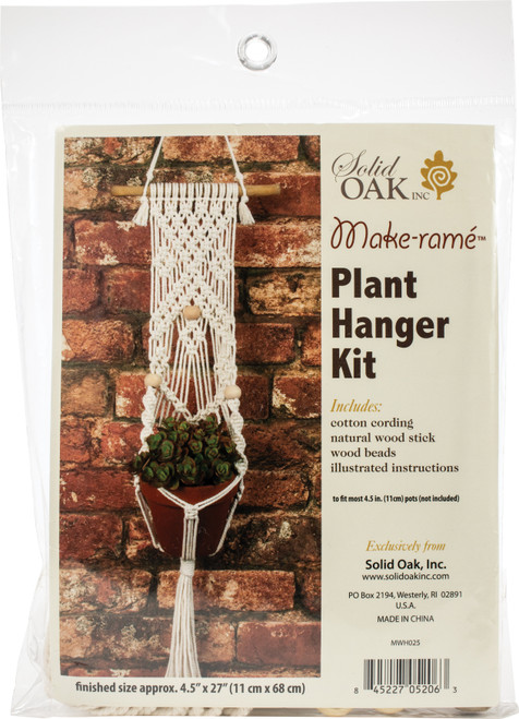 Solid Oak Macrame Plant Hanger Kit-3 Beads - MWH025 - 845227052063