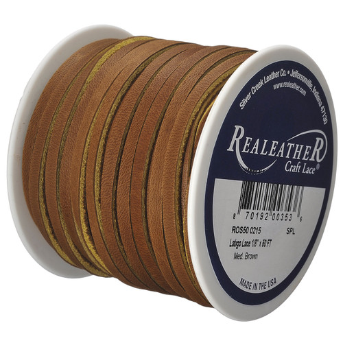 Realeather(R) Craft Latigo Lace 1/8"x50'-Medium Brown ROS50-215