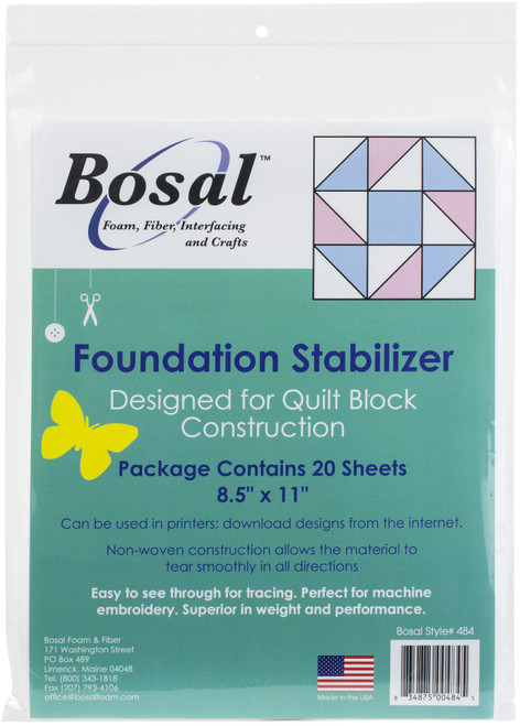 2 Pack Bosal Foundation Stabilizer 20/Pkg-8.5"X11" 484 - 834875004845