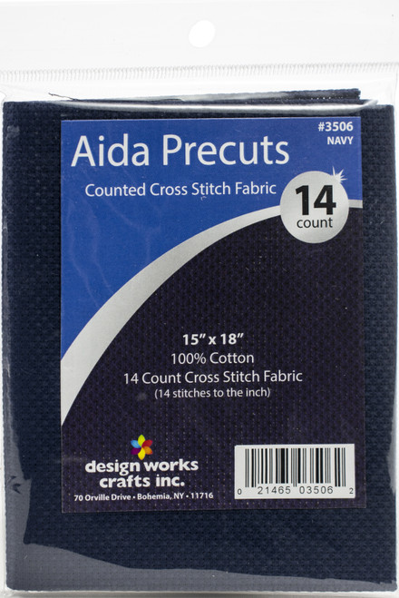 3 Pack - Design Works Gold Quality Aida 14 Count 15"X18"-Navy - DW3506