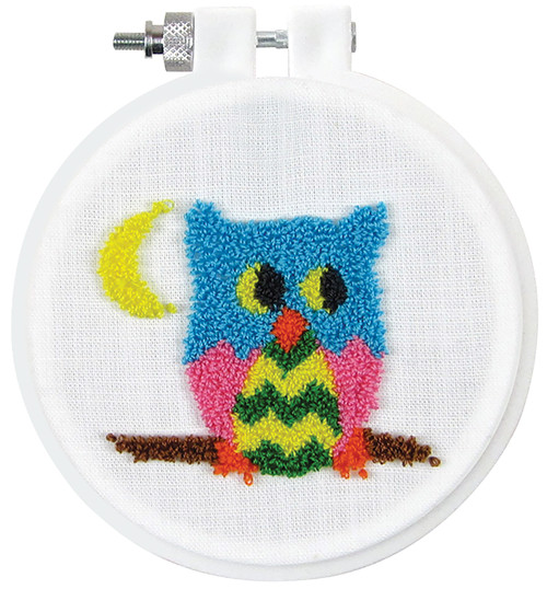 3 Pack Design Works Punch Needle Kit 3.5" Round-Owl DW224