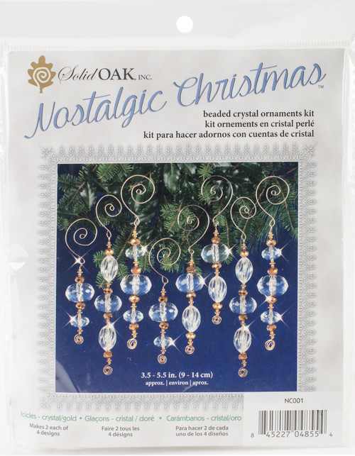 2 Pack - Solid Oak Nostalgic Christmas Beaded Crystal Ornament Kit-Gold & Crystal Icicles Makes 8 - NCHBOK-001 - 845227048554 2 Pack - Solid Oak Nostalgic Christmas Beaded Crystal Ornament Kit-Gold & Crystal Icicles Makes 8 - NCHBOK-001 - 845227048554