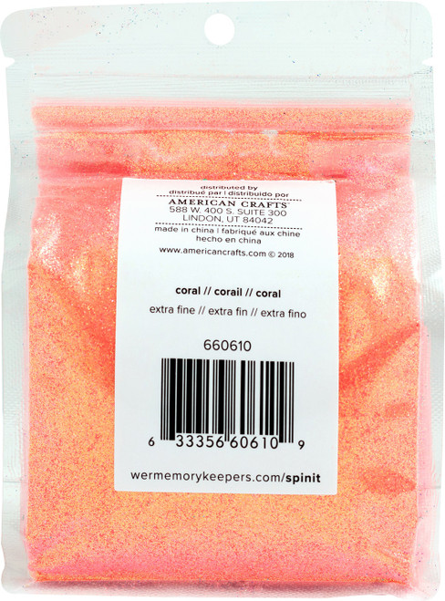 We R Memory Keepers Spin It Extra Fine Glitter 10oz-Coral WREXFGL-610