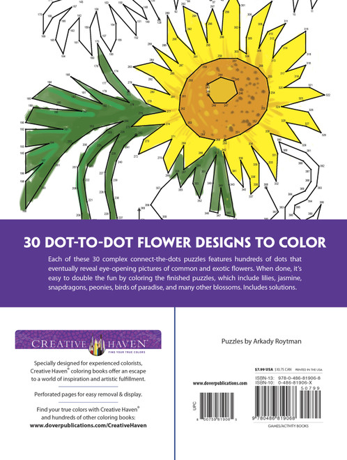 Creative Haven: Flowers Dot-To-Dot-Softcover - B6819068 Creative Haven: Flowers Dot-To-Dot-Softcover - B6819068