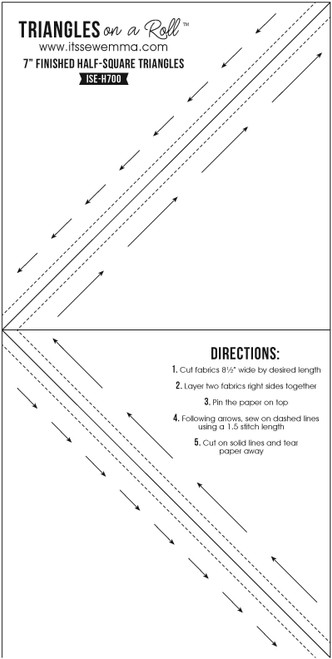 It's Sew Emma Half-Square Triangles On A Roll-50' 7" Finished Size - H700 It's Sew Emma Half-Square Triangles On A Roll-50' 7" Finished Size - H700