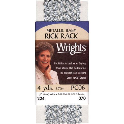 3 Pack - Wrights Baby Metallic Rickrack .25"X4yd-Silver - 117-224-070 - 070659133978 3 Pack - Wrights Baby Metallic Rickrack .25"X4yd-Silver - 117-224-070 - 070659133978