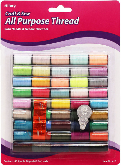 12 Pack Allary All Purpose Thread 10yd 45/Pkg-Assorted Colors 410A - 750557004104