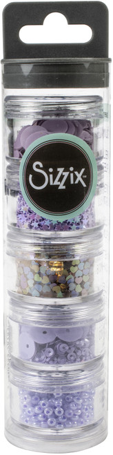 Sizzix Making Essential Sequins & Beads 5/Pkg-Lavender Dust, 5g Per Pot SIZZ6-64605 - 630454261933