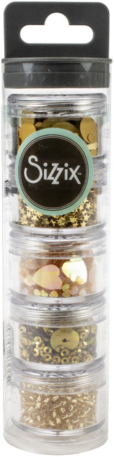 Sizzix Making Essential Sequins & Beads 5/Pkg-Gold, 5g Per Pot SIZZ6-63864 - 630454260370