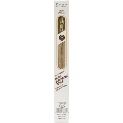 2 Pack - Coats Heavyweight Brass Separating Metal Zipper 22"-Dogwood - F25 22-155 - 073650367281