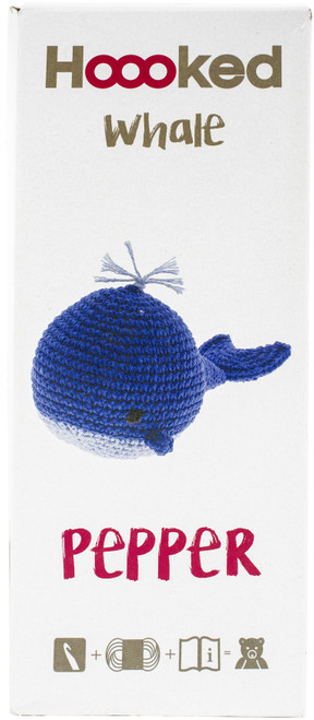 Hoooked Amigurumi DIY Kit W/Eco Barbante Yarn-Whale Pepper PAK137 - 87198748312468719874831246