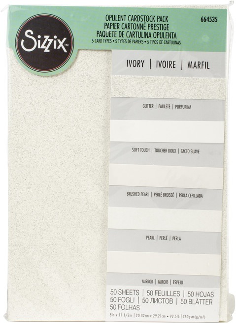 Sizzix Surfacez Opulent Cardstock Pack 8"X11.5" 50/Pkg-Ivory 664535 - 630454261230