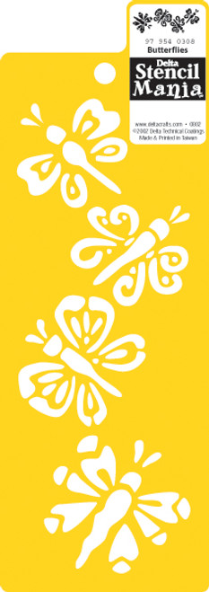 Delta Stencil Mania Stencil 3"X8.5"-Butterflies - 97-9540 - 047292979546