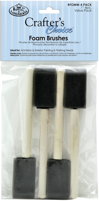Crafter's Choice Foam Brushes 4/Pkg-1" Width - RFOMW-4P - 090672006219