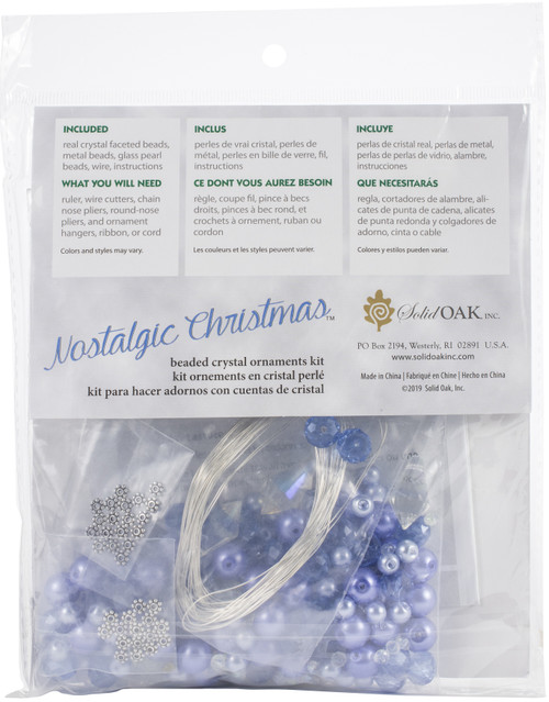 Solid Oak Nostalgic Christmas Beaded Crystal Ornament Kit-Blue Crystal Ice Drops Makes 6 - NCHBOK-022