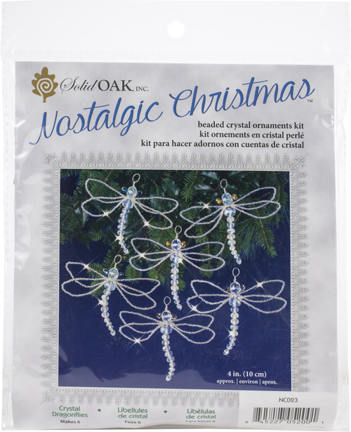 Solid Oak Nostalgic Christmas Beaded Crystal Ornament Kit-Crystal Dragonflies - NCHBOK-023 - 845227052001