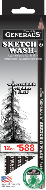 General's Sketch & Wash Water-soluble Pencils 12/Pkg-Gray 588GP - 044974005883