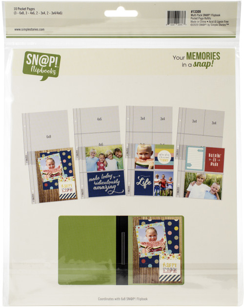 Simple Stories Sn@p! Pocket Pages For 6"X8" Flipbooks 10/Pkg-Multi Pack - SS13309 Simple Stories Sn@p! Pocket Pages For 6"X8" Flipbooks 10/Pkg-Multi Pack - SS13309