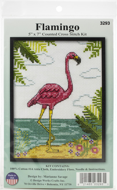 Design Works Counted Cross Stitch Kit 5"X7"-Flamingo (14 Count) DW3293 - 021465032931