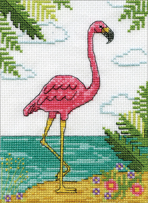 Design Works Counted Cross Stitch Kit 5"X7"-Flamingo (14 Count) DW3293