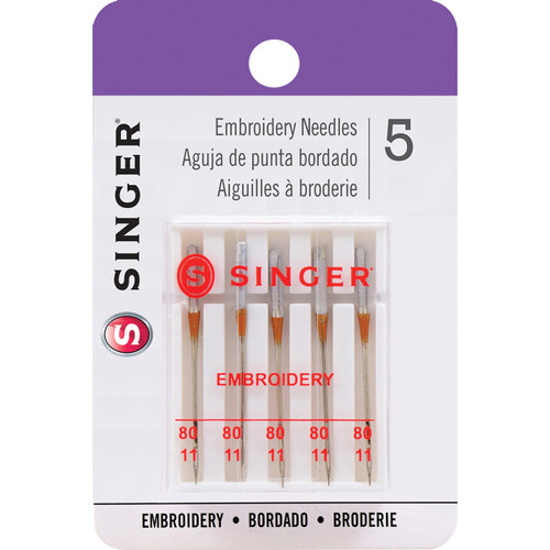 2 Pack SINGER Embroidery Machine Needles 5/Pkg-Size 75 04727 - 075691047276