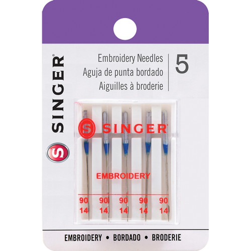 2 Pack SINGER Embroidery Machine Needles 5/Pkg-Size 90 04728 - 075691047283