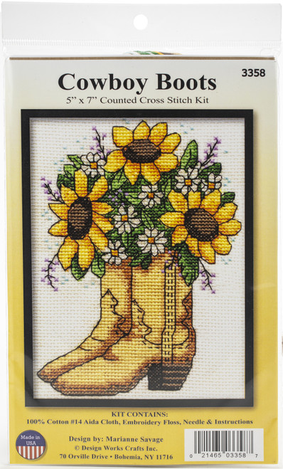 Design Works Counted Cross Stitch Kit 5"X7"-Cowboy Boots (14 Count) - DW3358 - 021465033587 Design Works Counted Cross Stitch Kit 5"X7"-Cowboy Boots (14 Count) - DW3358 - 021465033587