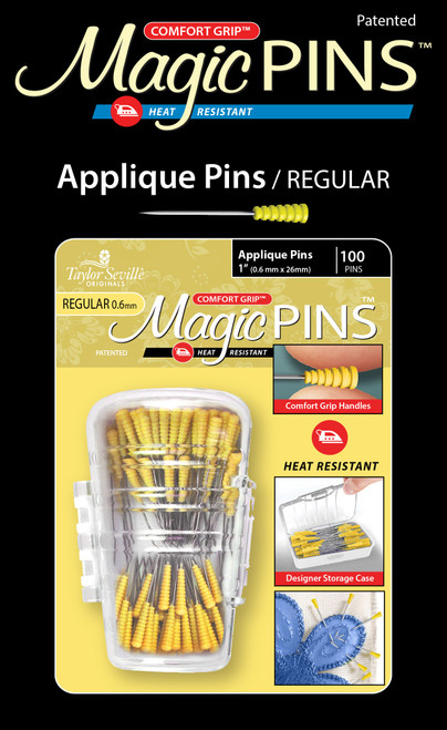 Taylor Seville Magic Pins - Applique Regular-Yellow 100/Pkg - 219539 - 766152219539
