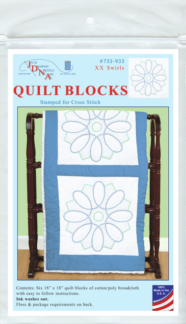 Jack Dempsey Stamped White Quilt Blocks 18"X18" 6/Pkg-Xx Swirls - 732 933 - 013155479331