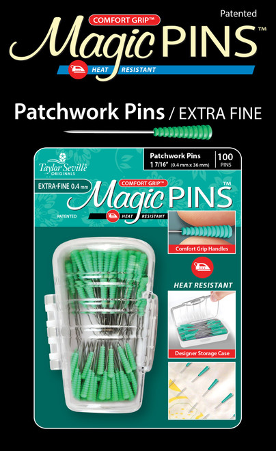 Taylor Seville Magic Pins - Patchwork Extra Fine-Green 100/Pkg - 219591 - 766152219591