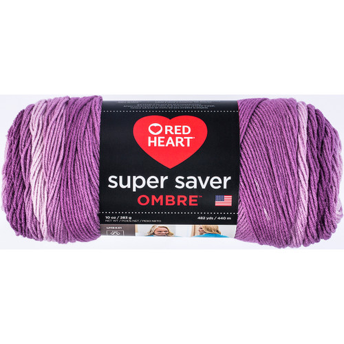 2 Pack Red Heart Super Saver Ombre Yarn-Purple E305-3968 - 073650020346