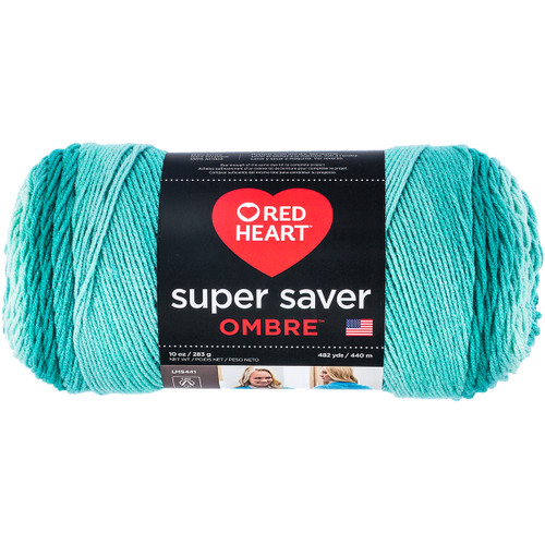 2 Pack Red Heart Super Saver Ombre Yarn-Spearmint E305-3970 - 073650020360