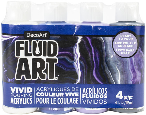 DecoArt FluidArt Paint Pouring Value Pack 4/Pkg-Galactic -DASK536 - 766218120052