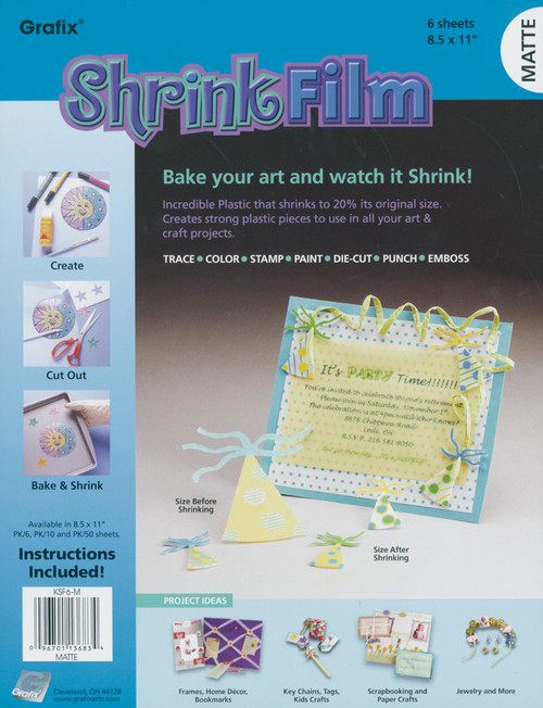 Grafix Shrink Film 8.5"X11" 6/Pkg-Matte - KSF6-M - 096701136834