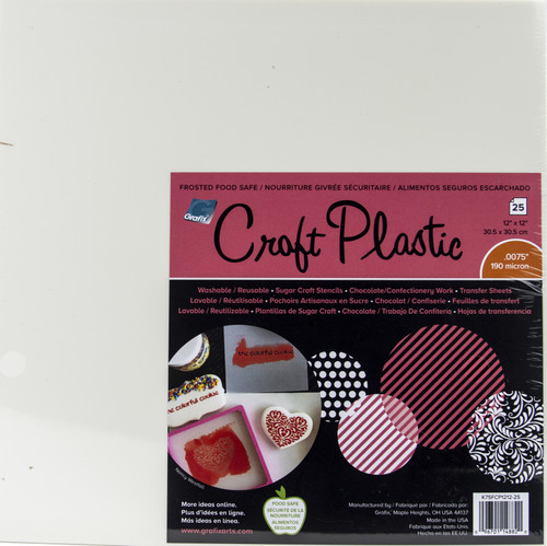 Grafix Foodsafe Craft Plastic Sheets 12"X12" 25/Pkg-Frosted .0075 K75FCP25 - 096701148820