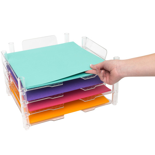 Stackable Acrylic Paper Trays Retail Packaged 4/Pkg-Clear 12"X12" 662587