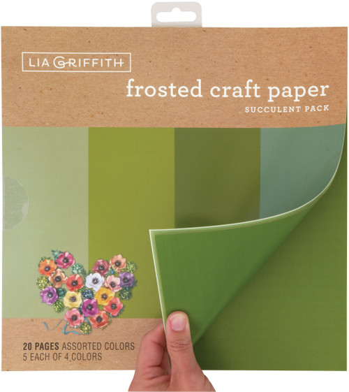 Lia Griffith Frosted Craft Tissue Paper 12"X12" 20/Pkg-Succulent-Greens PLG41105