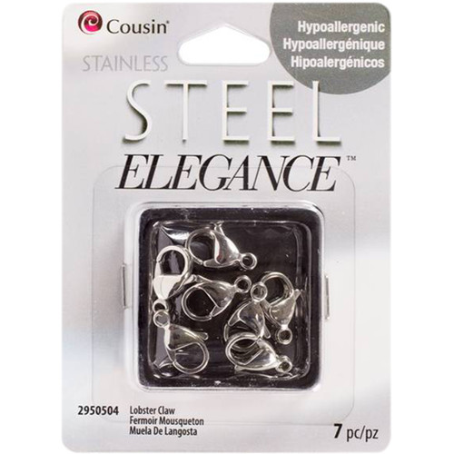 CousinDIY Stainless Steel Elegance Beads & Findings-Lobster Claw Clasps 7/Pkg SS29505-04 - 016321121508