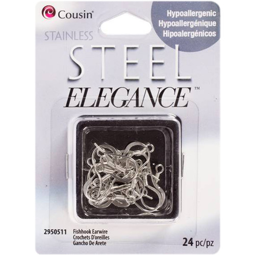 Stainless Steel Elegance Beads & Findings-Fishhook Earwires 24/Pkg -SS29505-11 - 016321121553