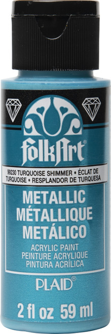 FolkArt Metallic Acrylic Paint 2oz-Turquoise Shimmer SM-99230 - 028995992308
