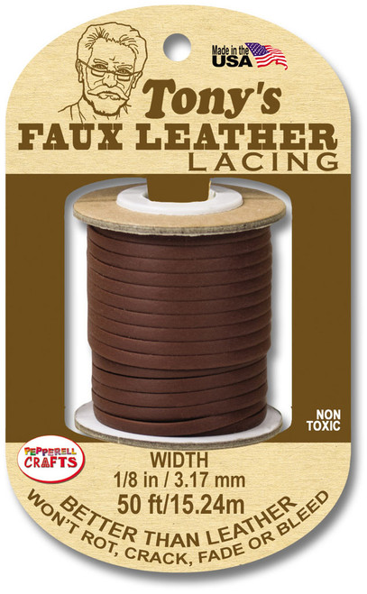 Pepperell Crafts Tony's Faux Leather Lacing 1/8"X50ft-Brown FLRPL-02