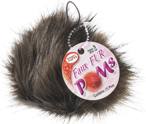Pepperell Braiding Faux Fur Pom With Loop-Brown - FFPALL-09 - 725879847500