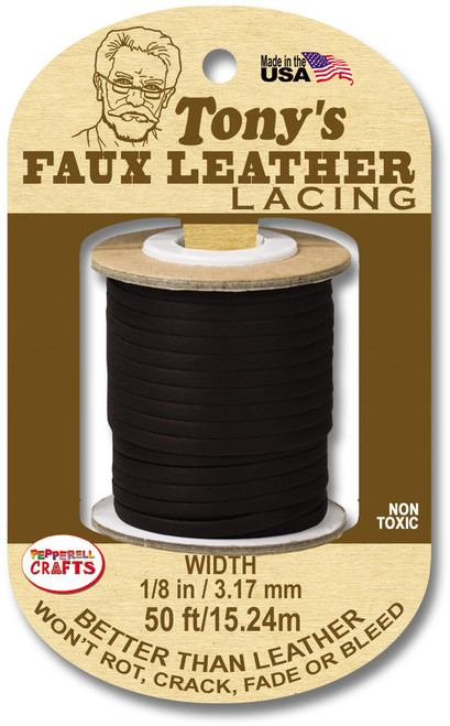 Pepperell Crafts Tony's Faux Leather Lacing 1/8"X50ft-Black FLRPL-01