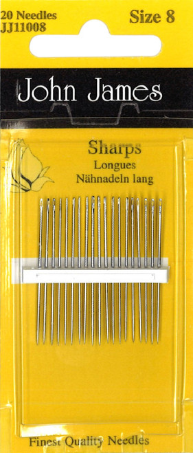 12 Pack John James Sharps Hand Needles-Size 8 20/Pkg JJ11008 - 783932200075