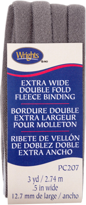 3 Pack - Wrights Double Fold Fleece Binding .5"X3yd-Heather Grey - 117-207-1156 - 070659964886
